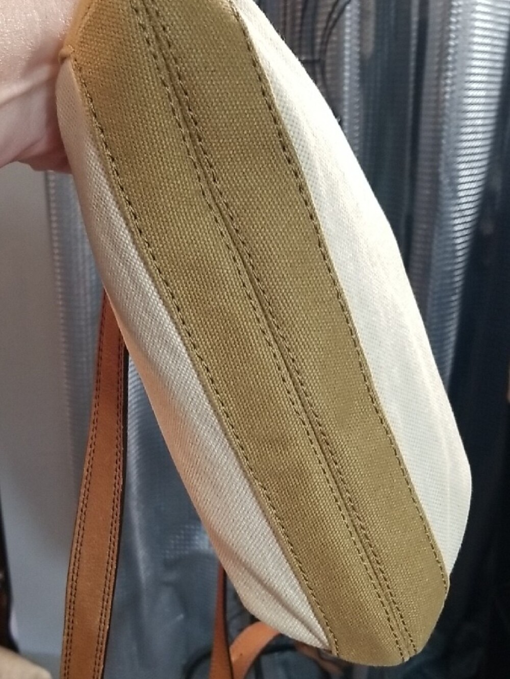 Fossil Cream and Brown Canvas Crossbody Bag - Picture 5 of 7